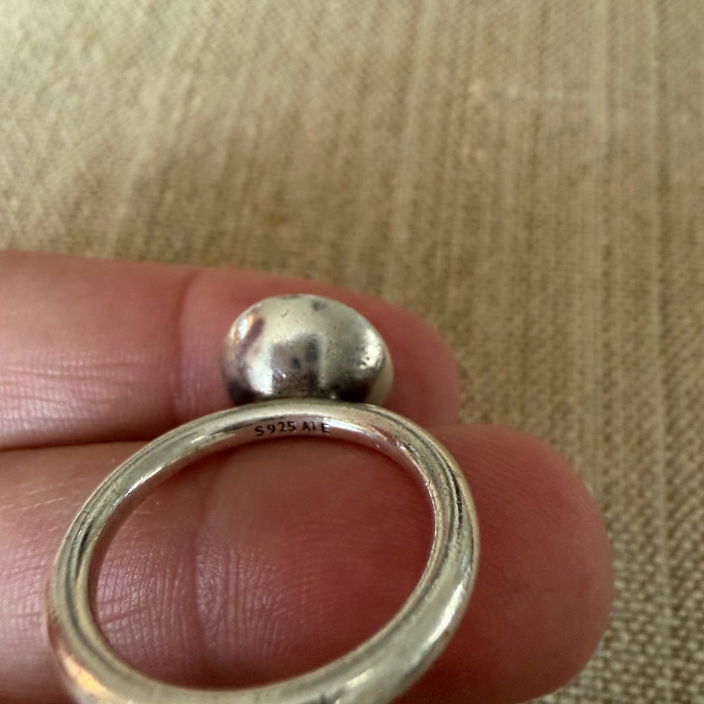 Pandora Silver Ring with Pink Stone - Picture 3 of 4